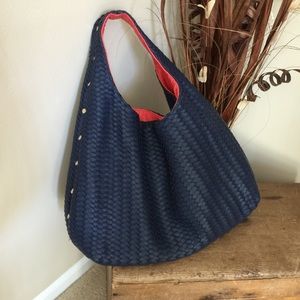 Deux Lux hobo navy leather shoulder bag