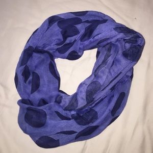 Light and dark blue polka dot infinity scarf