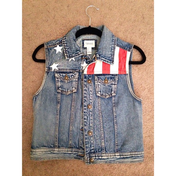 Forever 21 American flag denim vest