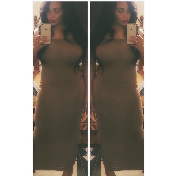 Kim k Nude Ribbed Dress - Picture 2 of 3