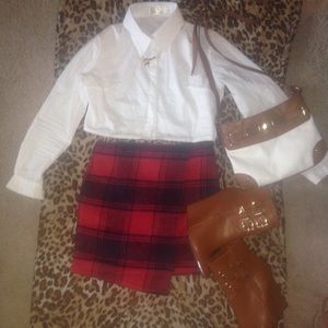 Plaid polyester envelope skirt