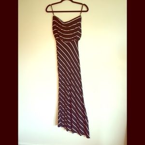 Black and white strapless maxi dress