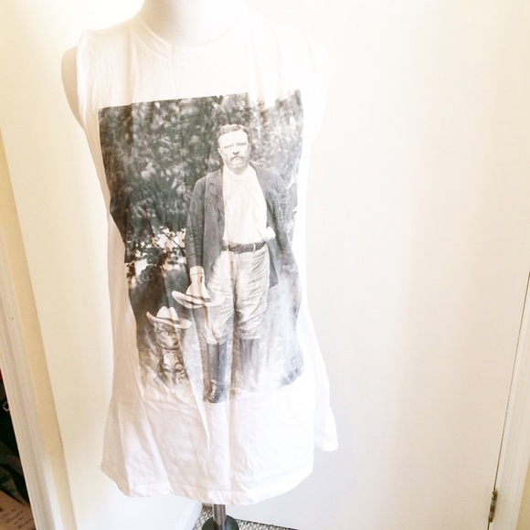 Urban Outfitters Tops - Urban Outfitters Man&Cat White Tank Medium