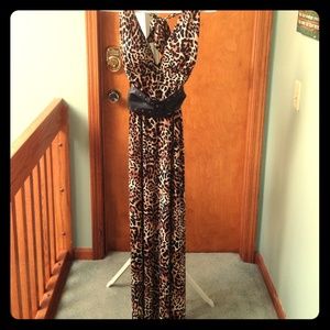 Cheetah maxi dress with belt