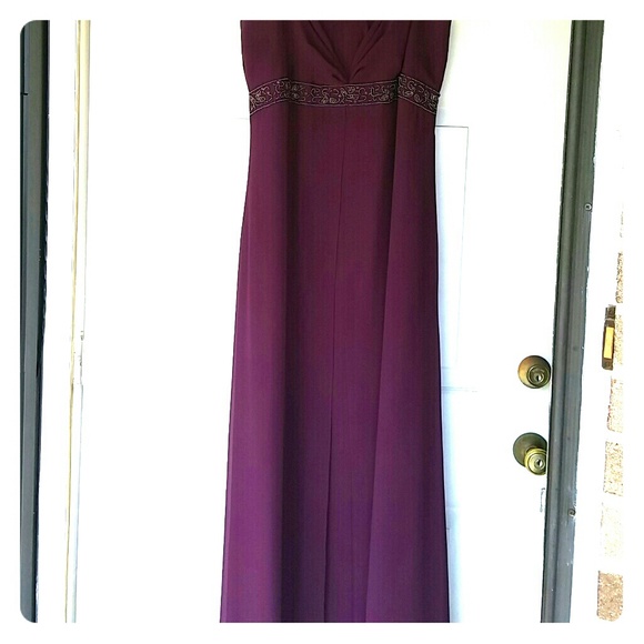 Plum evening dress with Shaw