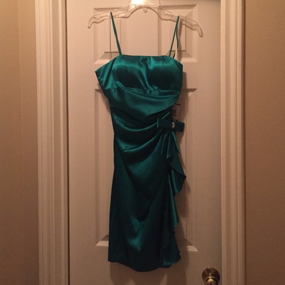 Emerald green evening dress