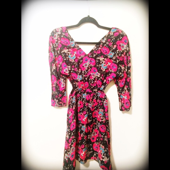 Nasty Gal floral cut out figure skater dress