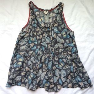 Anthropologie Flowy Butterfly Tank