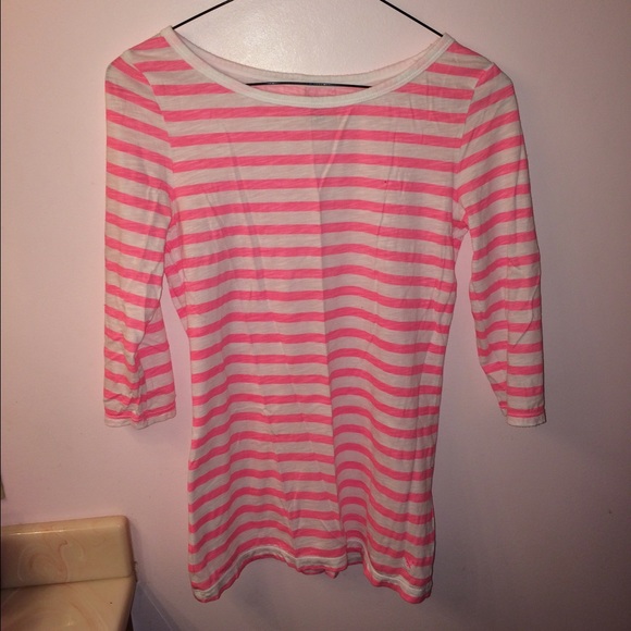 Pink & White striped 3/4 sleeve top
