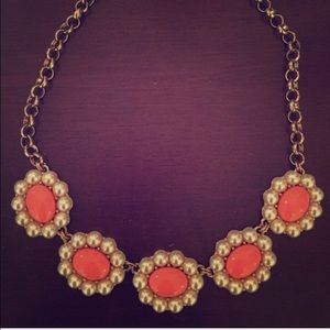 Coral and pearl gold statement Necklace