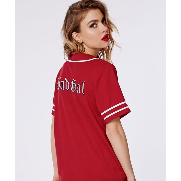 Bad Gal Button through Boyfriend Baseball Jersey