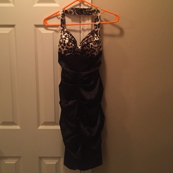 Black and cheetah Cocktail dress
