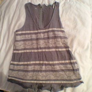 Urban Outfitters Grey Lace Tank w/ Zipper Back