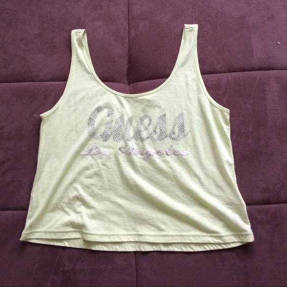 FLASH SALE Lime-Yellow Guess Loose-Fit Crop Top