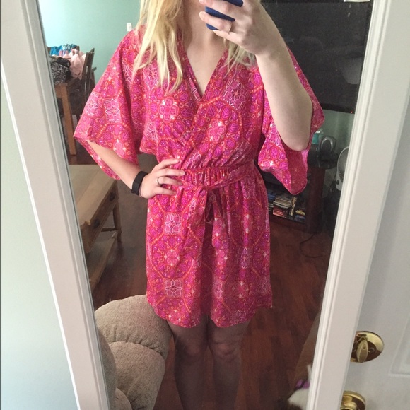 Pink tribal wrap dress