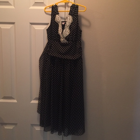 Girls black and white polka dot dress