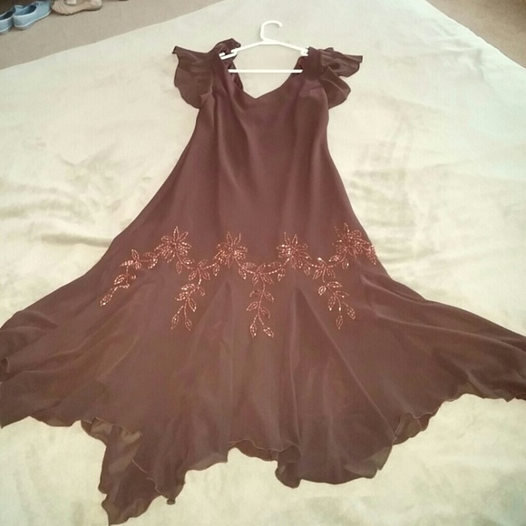 S.L.fashions chocolate brown dress
