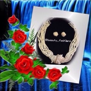 2pc. Pearl Knot Necklace and Earring Set