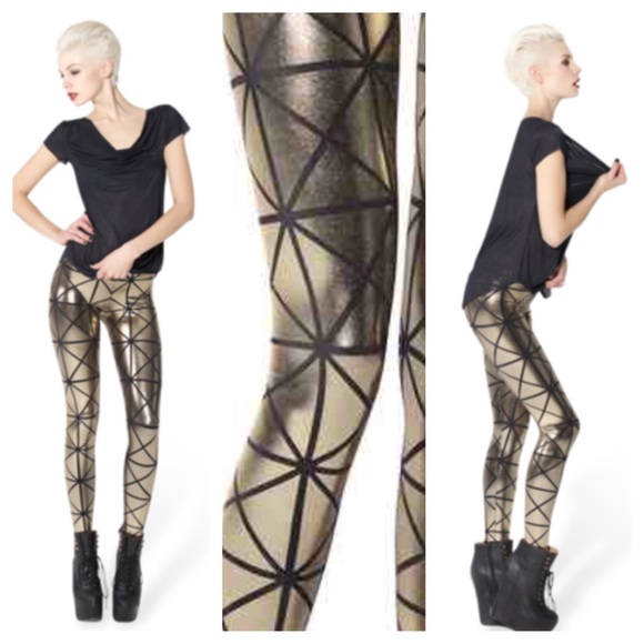 Black Milk Discontinued Pyramid Gold Leggings