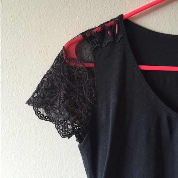 H&M Dark Grey Lace Top