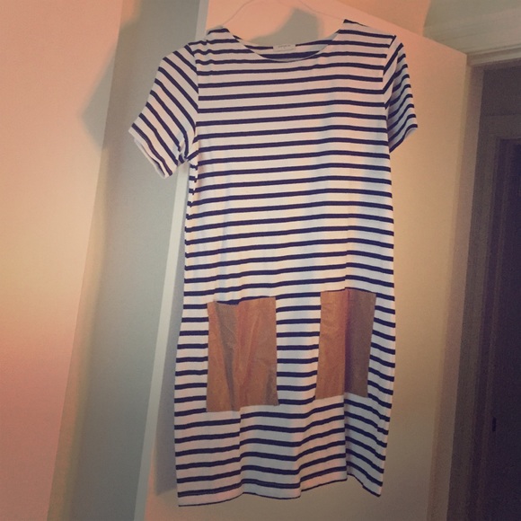 Striped black and white shirt dress