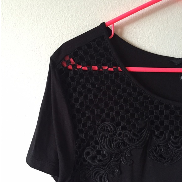 NWOT- H&M Black Open Cage Netted Top