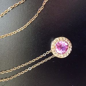 Pink jeweled circle necklace