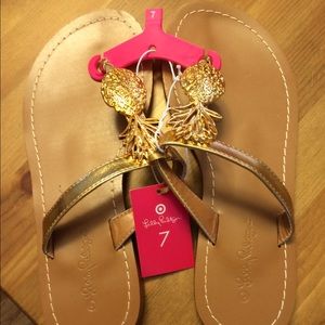 Lilly Pulitzer for Target gold pineapple sandals