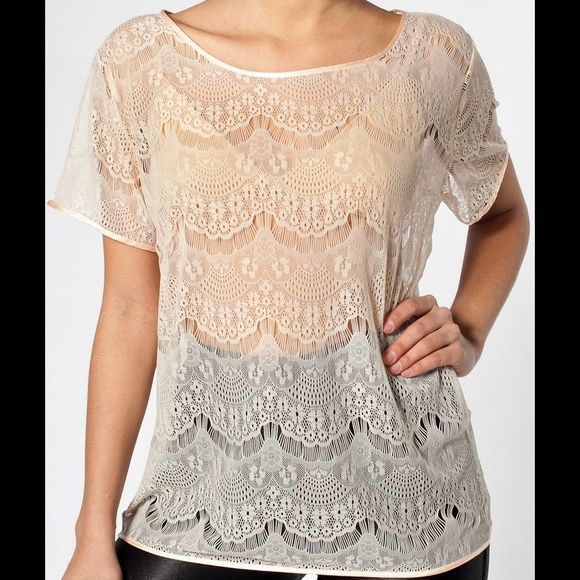 American Apparel El Salvador Lace Tshirt, Creme