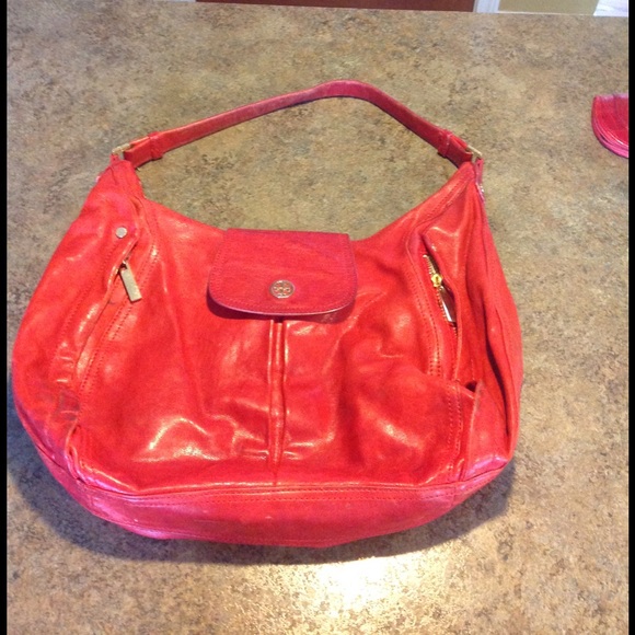 Big red leather Tory Burch shoulder bag
