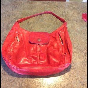 Big red leather Tory Burch shoulder bag
