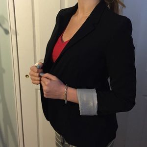 Black soft blazer w/ pinstripe lining