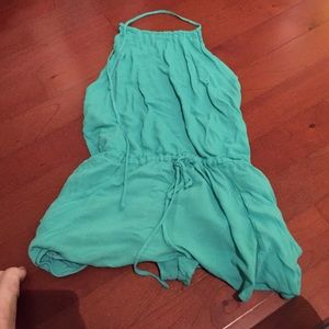 Turquoise backless romper