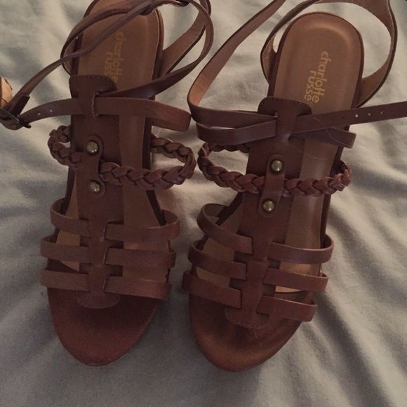Brown gladiator wedges