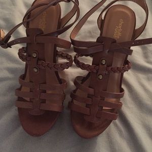 Brown gladiator wedges