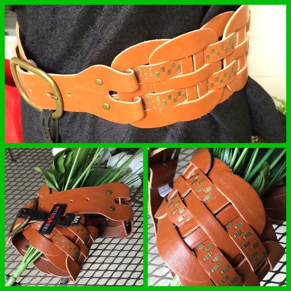 mstylelab Accessories - 💟 Thick statement belt camel color bronze accents