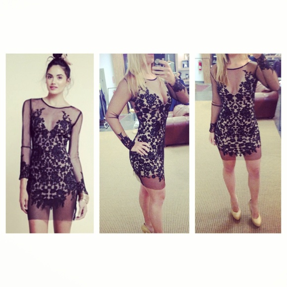 SS15 For Love & Lemons Lua Mini Dress in black