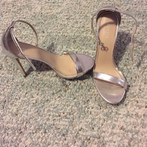 silver high heels