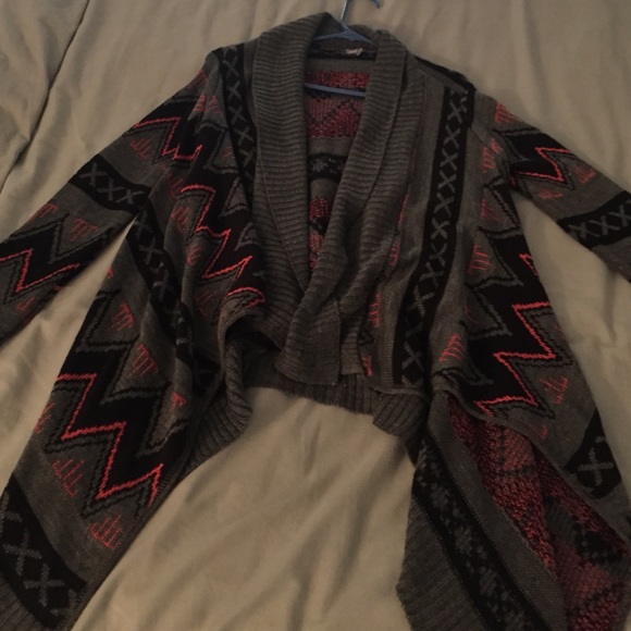 Grey black hot pink cardigan