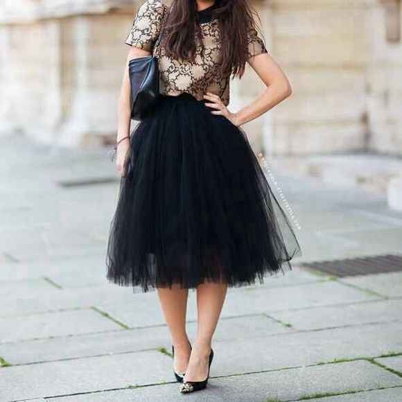 Full black tutu tulle skirt