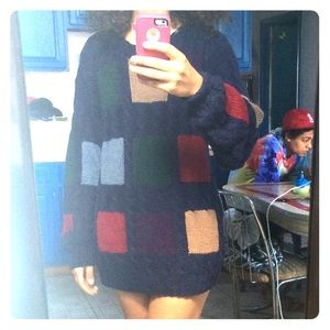 Oversized Color Block knit sweater