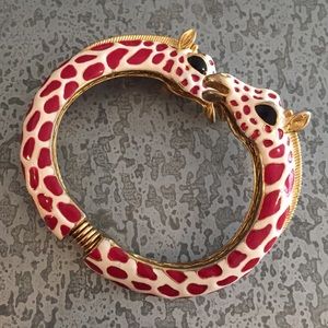 Kenneth Jay Lane Giraffe Cuff Bracelet- Gold White