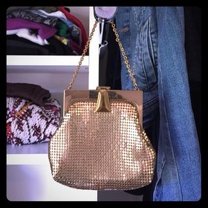 Vintage whiting and Davis small gold handbag