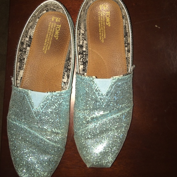 Teal glittery TOMS