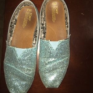 Teal glittery TOMS