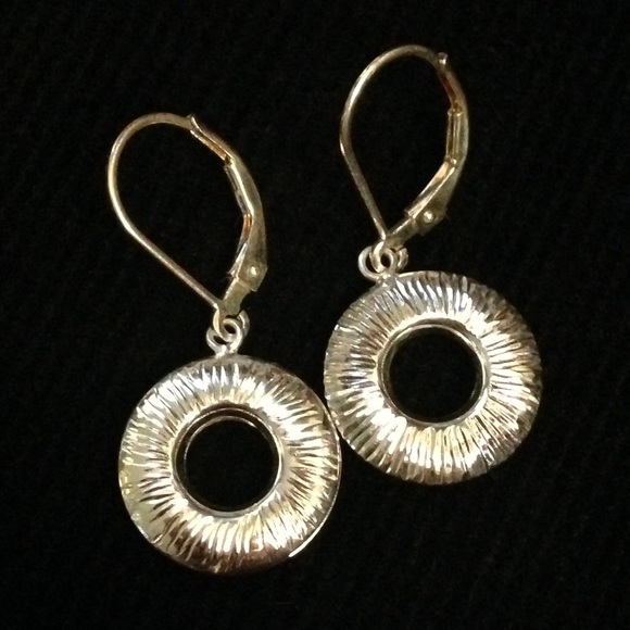 Sterling silver designer disk dangle earrings