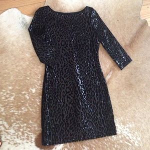 A.B.S. Killer cheetah sequin quarter sleeve dress