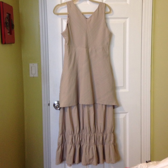 French Tan Parachute Ruched Lagenlook Dress - Picture 4 of 4
