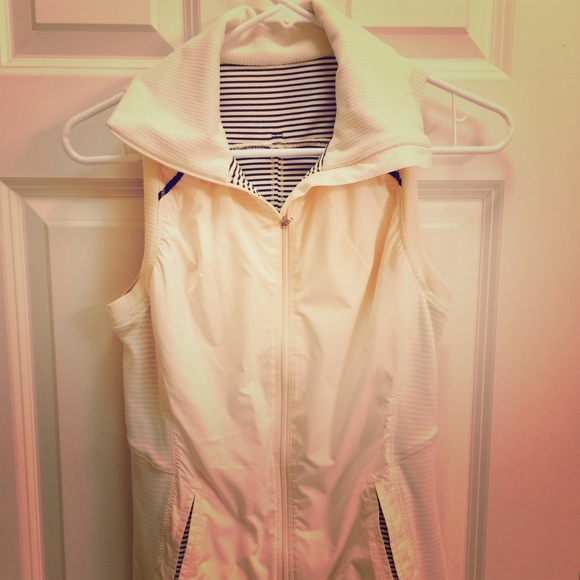 Lululemon white collared vest with black stripes