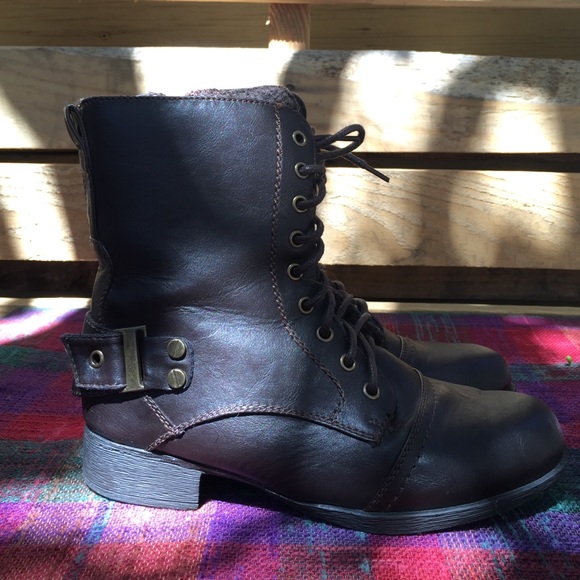 Chocolate brown combat boots